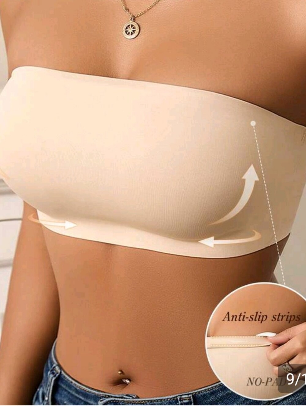 Amazon Beige Strapless Bra Adjustable  slight padding for shape & comfort 36B/C